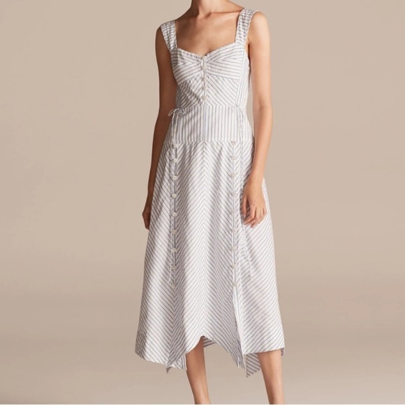 NWT! Rebecca Taylor Pinstripe Midi Tank Dress Sz 12 - Picture 1 of 16
